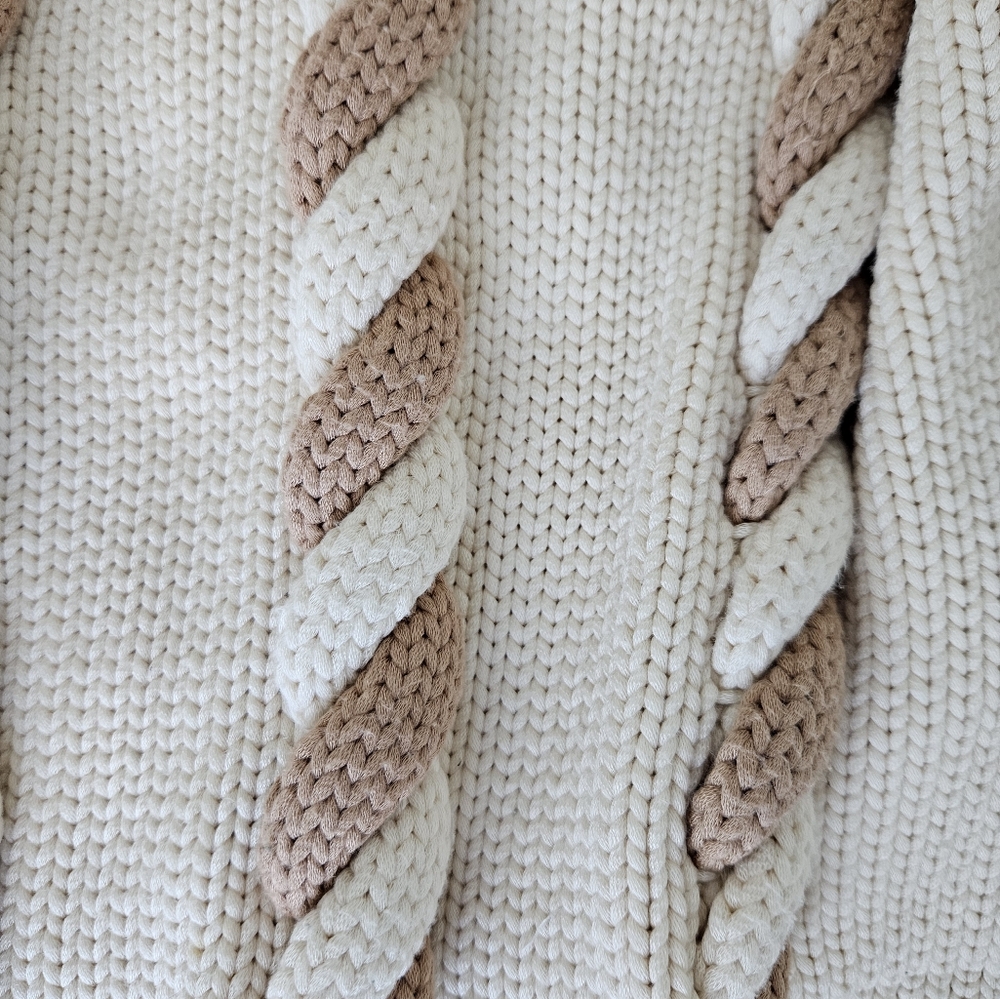 SPORTMAX Gatti Cream And Brown Chunky Braided Cableknit Sweater - Picture 4 of 10